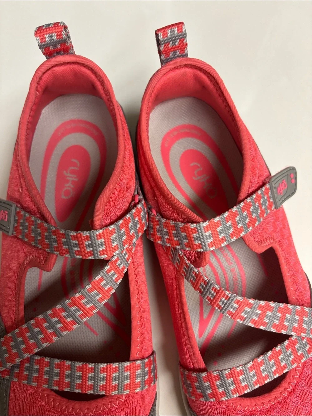 Ryka Coral and Gray Athletic Mary Jane Sneakers